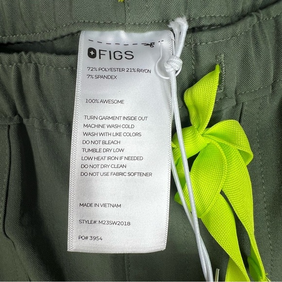 FIGS Cairo Cargo Scrub Pants Moss Green with Lime Contrasts Men's Small - Picture 6 of 6